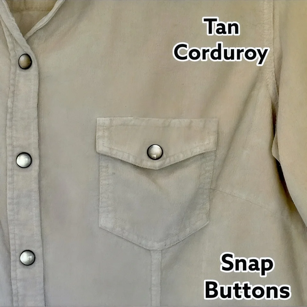 Like New 🌸 J Crew Tan Stretch Corduroy Button-Down Shirt ⭐️ Pearlized Snaps - Picture 4 of 15